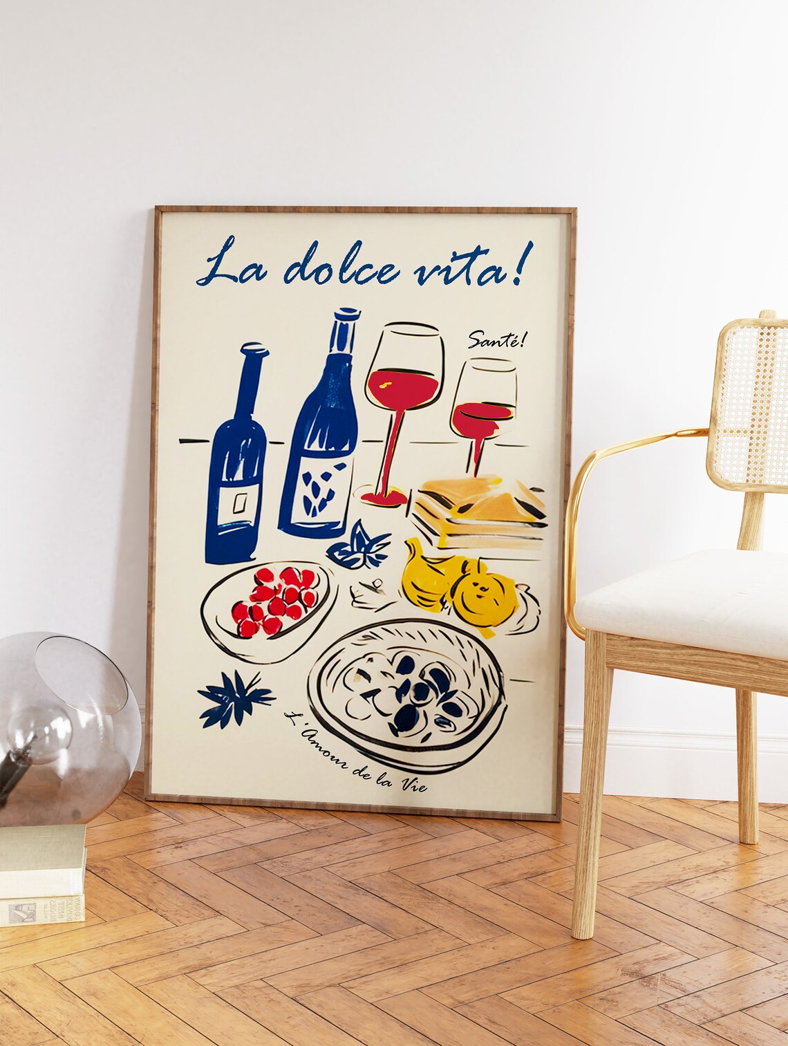 La Dolce Vita Wine Food Illustration French Italian Kitchen Poster - Image 2