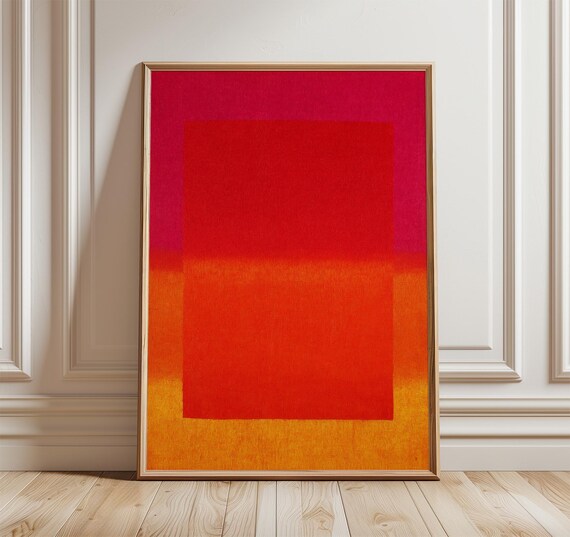 Red Orange Gradient Color Field Minimalist Abstract Art Poster