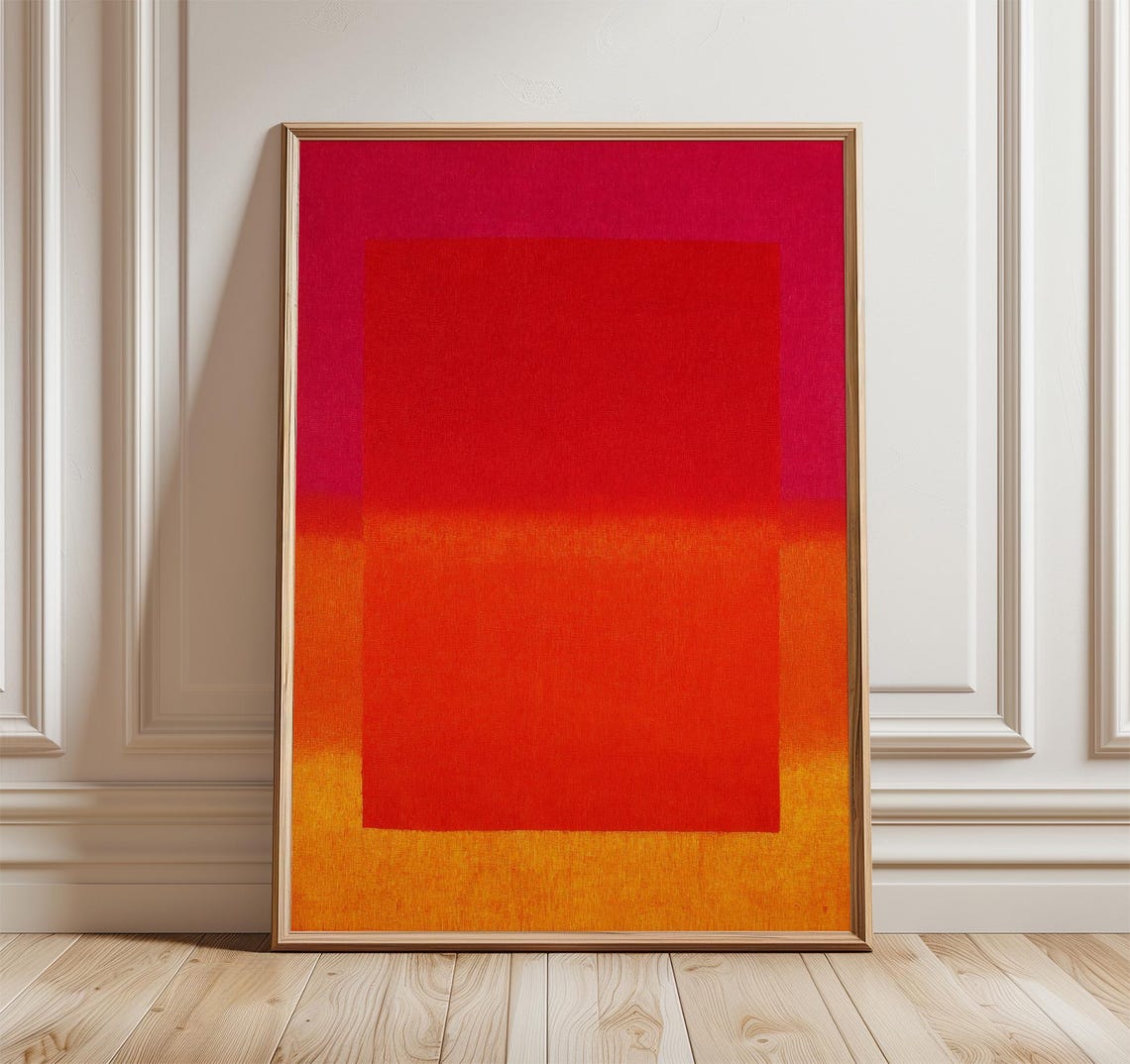 Red Orange Gradient Color Field Minimalist Abstract Art Poster