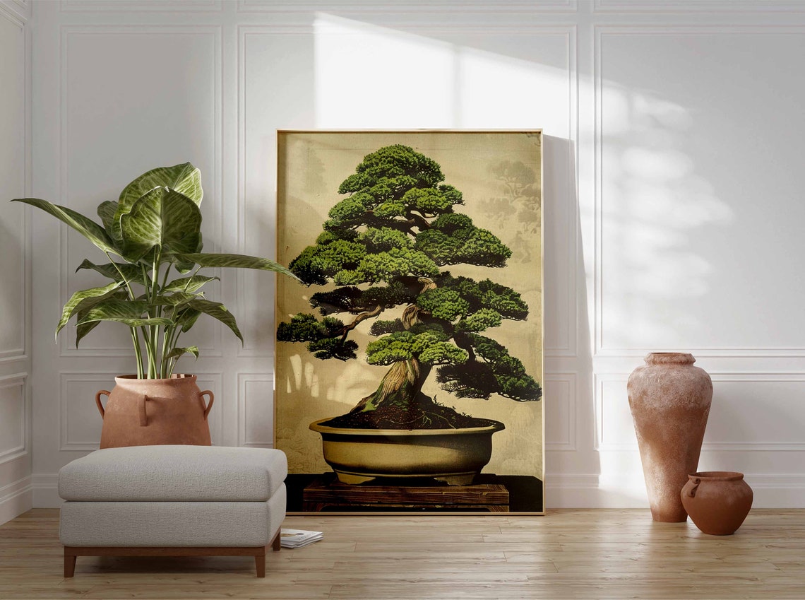 Japanese Bonsai Tree Vintage Botanical Illustration Art Poster - Image 2