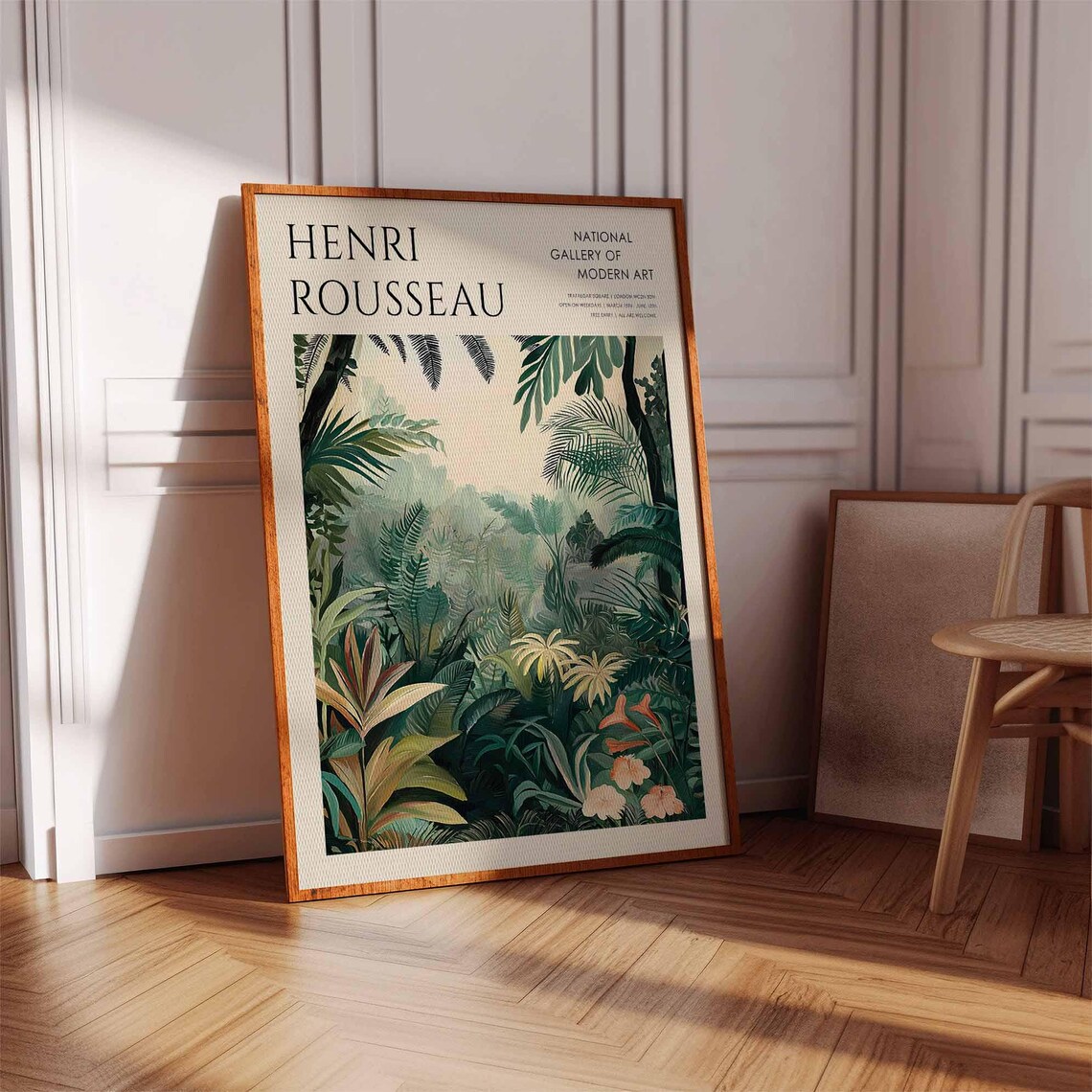 Henri Rousseau Misty Jungle with Coral Flowers Exhibition Poster - Image 2