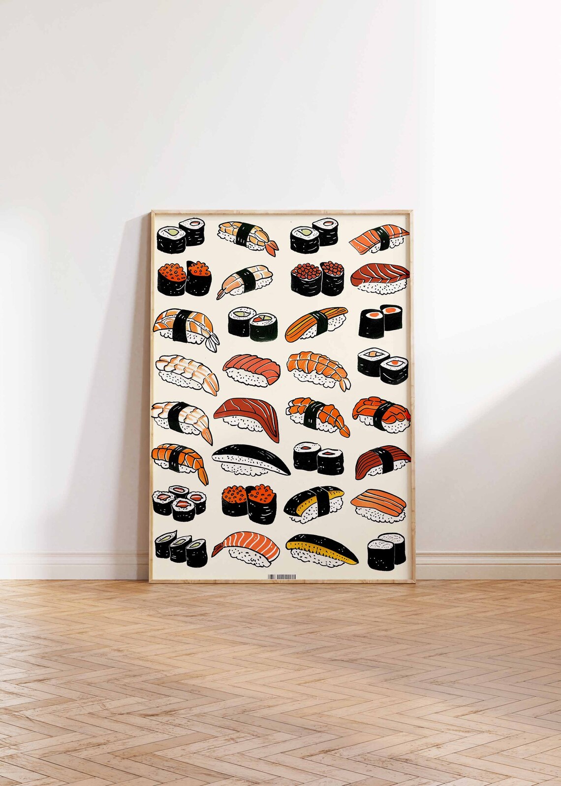 Sushi Lovers Grid Tuna Salmon Shrimp Nigiri Maki Japanese Art Poster - Image 2