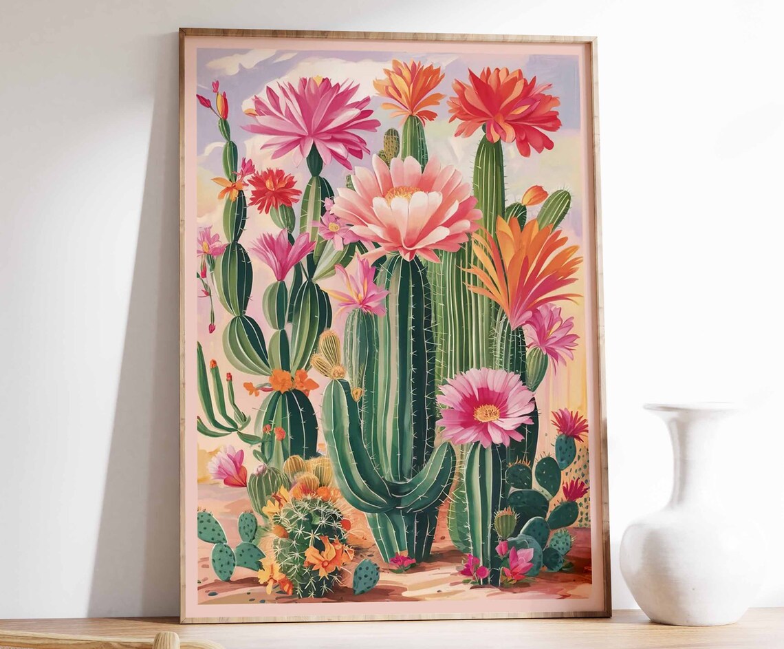 Vintage Mexican Cactus Travel Poster, Latin Decor