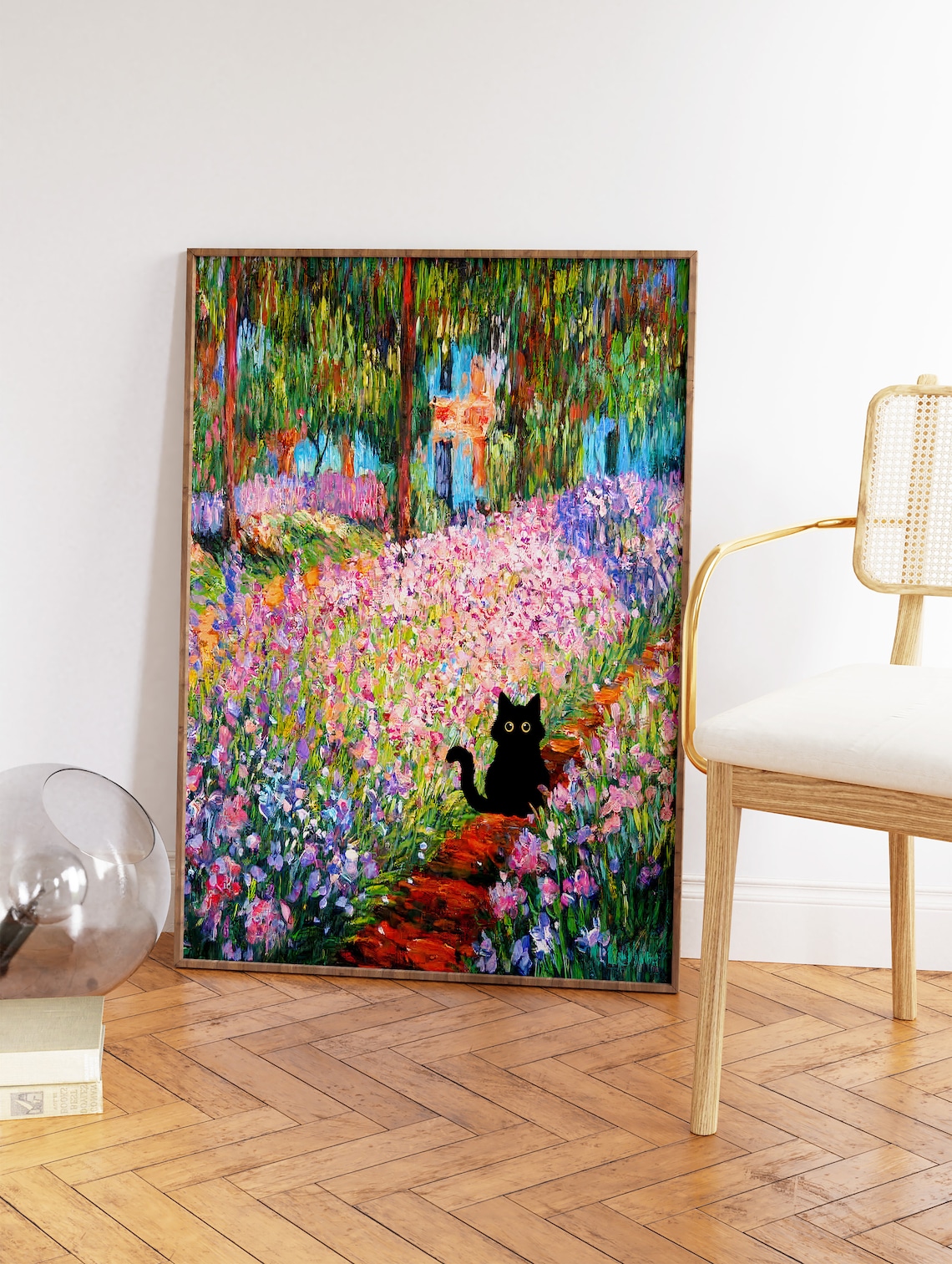 Monet-Inspired Garden Cat Art Print - Image 2