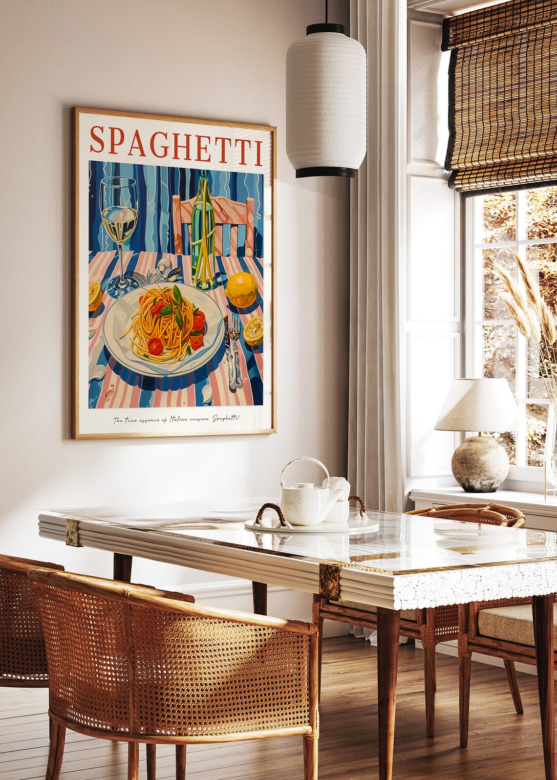 Spaghetti Poster Food Print Italian Food Art Pasta Art Cafe Decor Restaurant Art Vintage Food Print Food Drink Art Kitchen Decor - Image 2