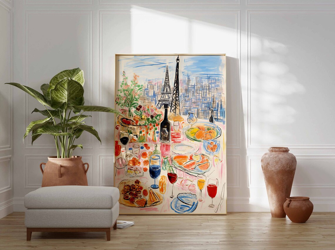 Parisien Dinner Party Food Print, Vintage Kitchen Poster - Image 3