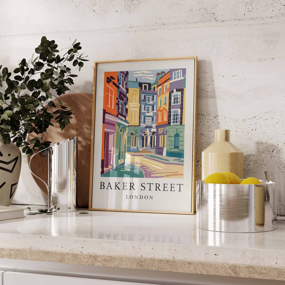 Baker Street London Colorful Street Facades Retro City Travel Poster - Image 3