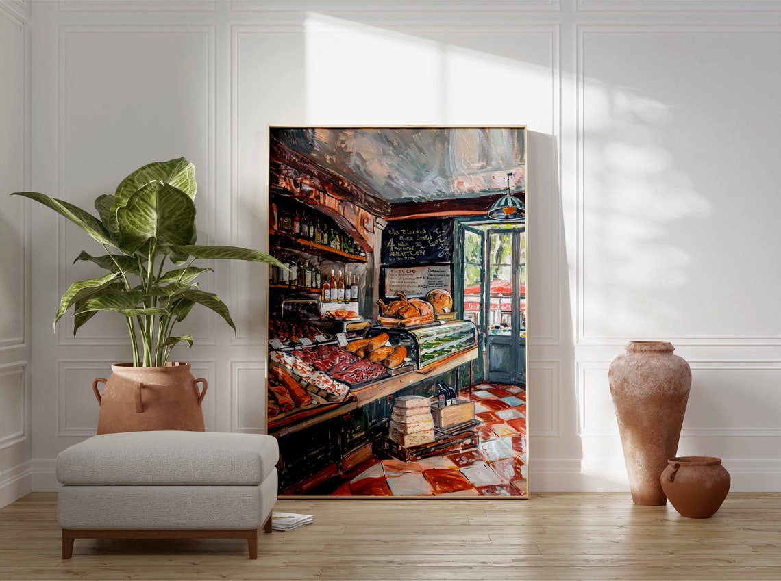 Italian Deli Cafe Interior Salami Bread Chalkboard Menu Poster - Image 3