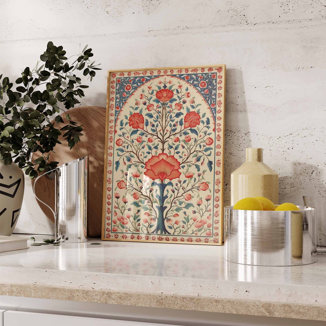 Indian Floral Tree of Life Mughal Vintage Botanical Art Print - Image 2