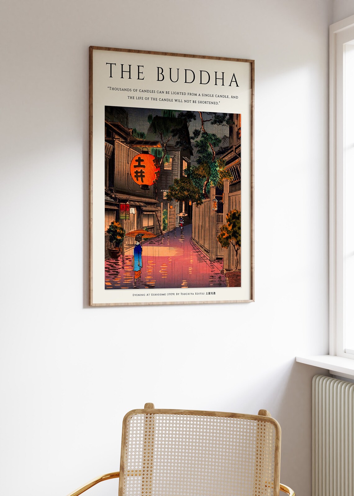 Buddha Spiritual Art Print, Japanese Floral Design - Image 2