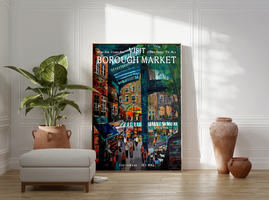 Borough Market London Vintage Travel Poster - Image 2