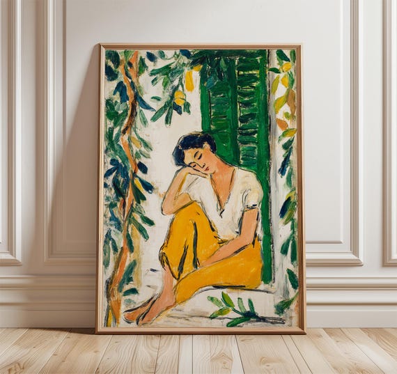 Woman By The Green Window, Poster Print