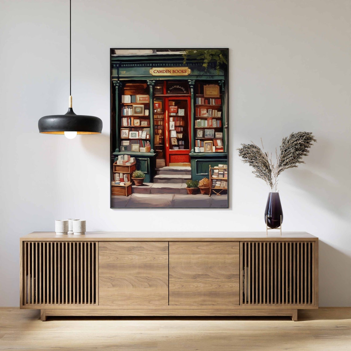 Camden Books London Vintage Bookshop Storefront Painting Poster - Image 3