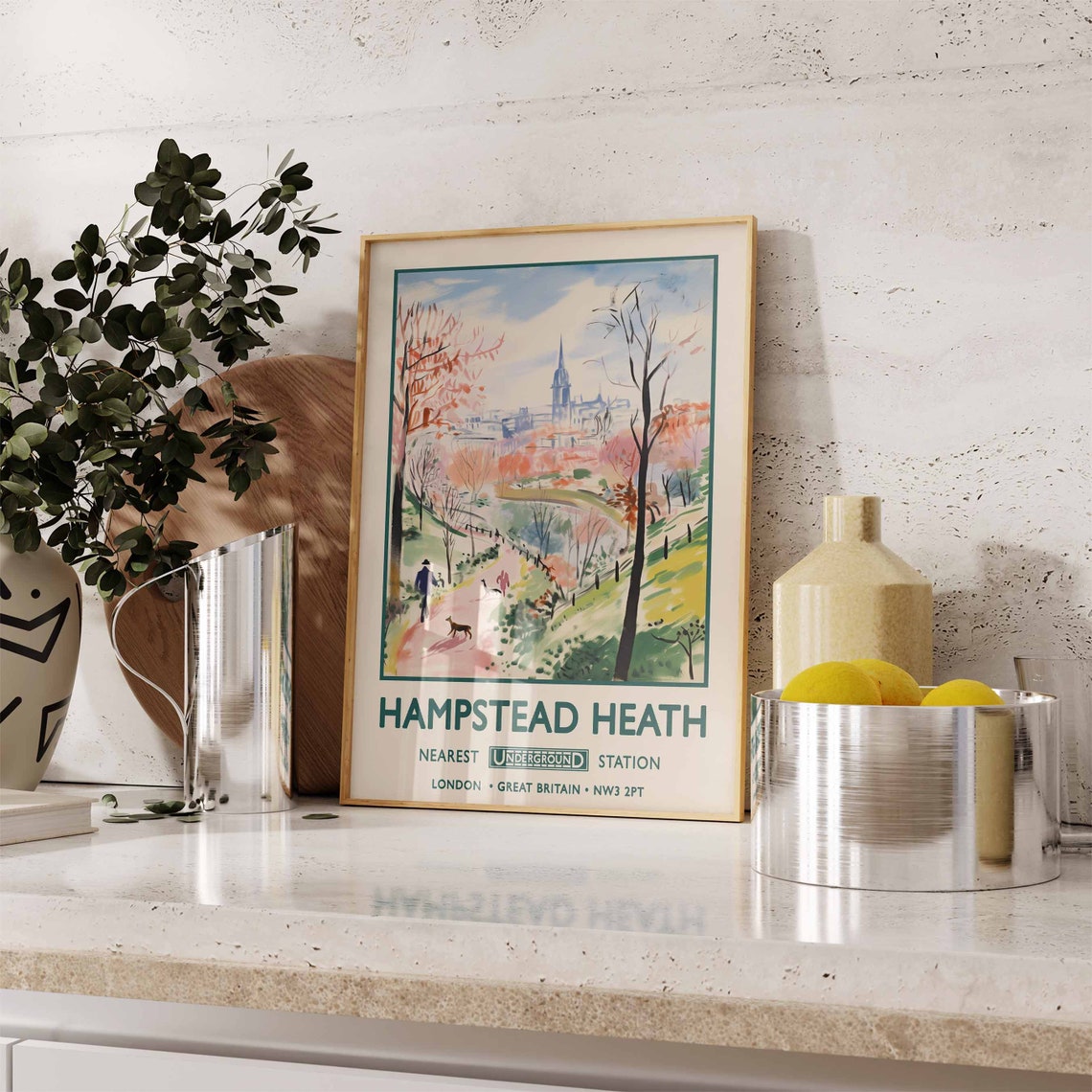 Hampstead Heath London Underground Vintage Travel Wildflower Poster - Image 2