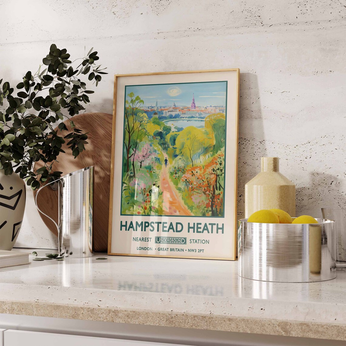Hampstead Heath London Vintage Floral Art Print - Image 2