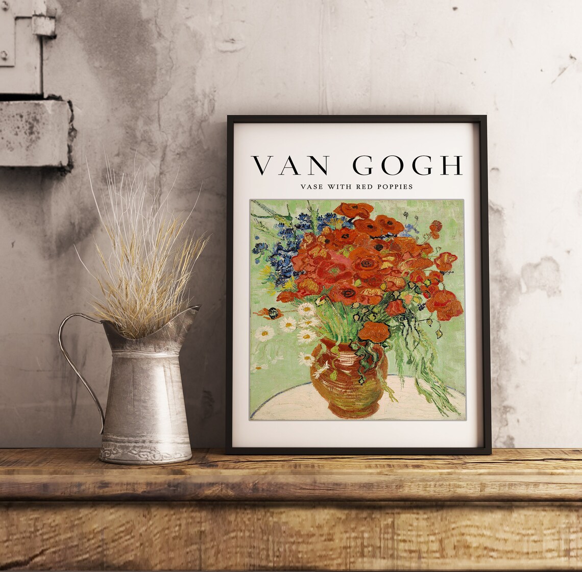 Van Gogh Vase with Red Poppies Still Life Gallery Exhibition Poster - Image 2