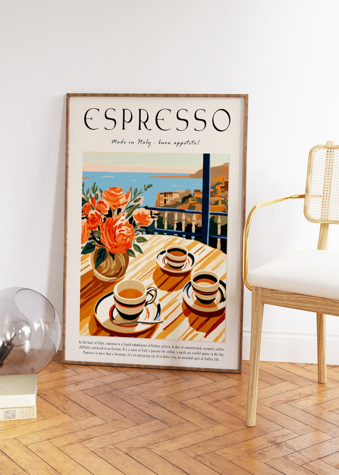 Coffee Poster, Italian Espresso Retro Kitchen Art - Image 3
