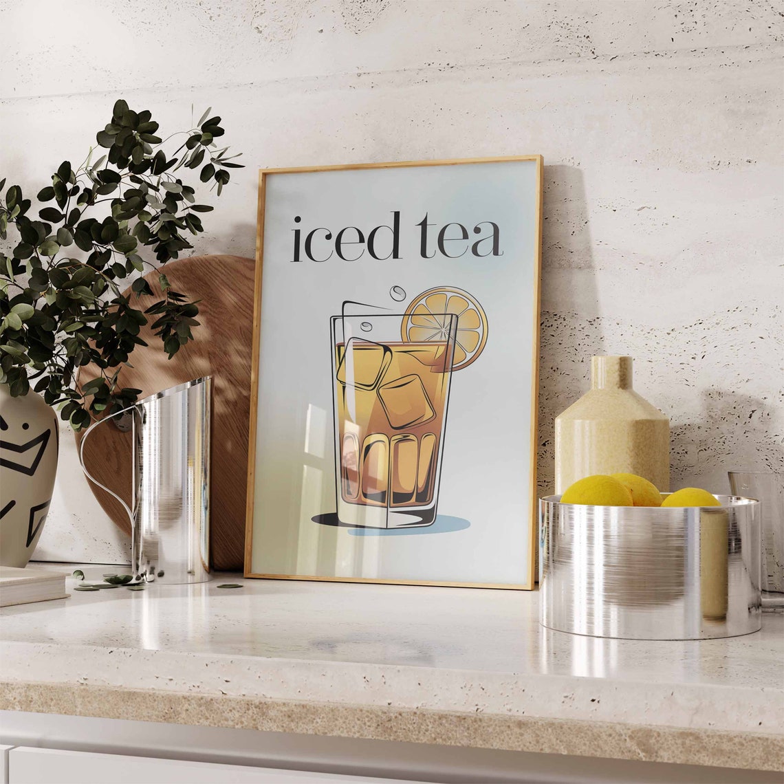 Minimal Iced Tea Elegant Serif Lemon Gradient Glass Kitchen Poster - Image 3