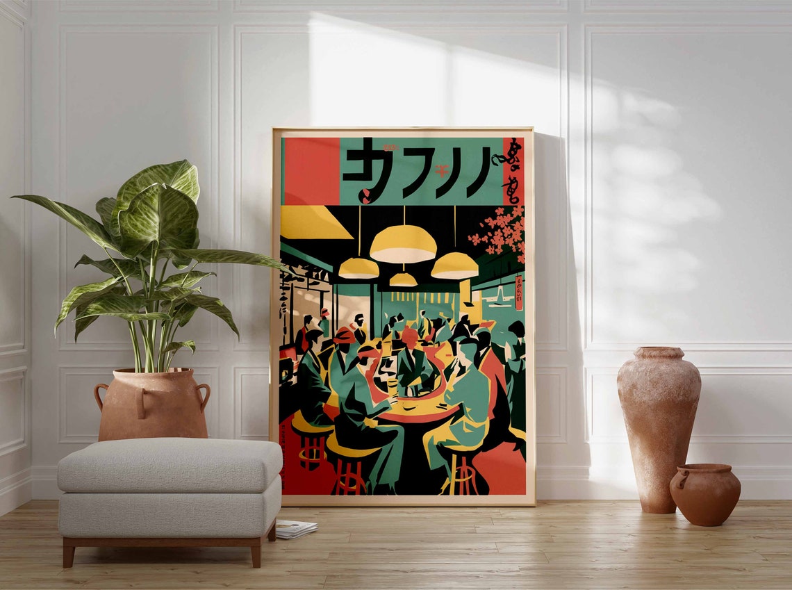 Retro Japanese Izakaya Bar Scene Vintage Nightlife Art Poster - Image 3