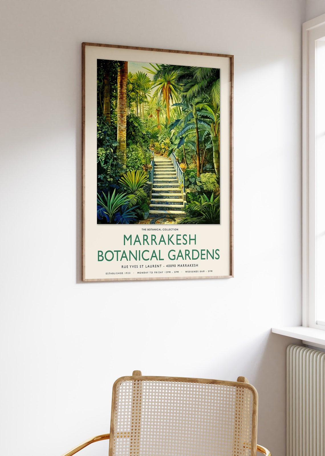 Marrakesh Botanical Gardens Palm Stairs Jungle Travel Poster - Image 3