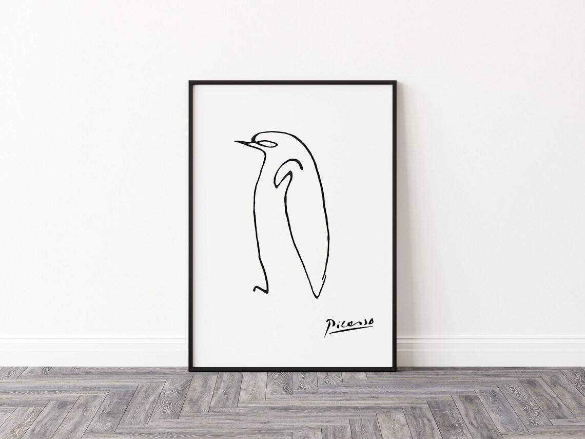 Picasso Minimalist Penguin Bird Line Art Print - Image 2