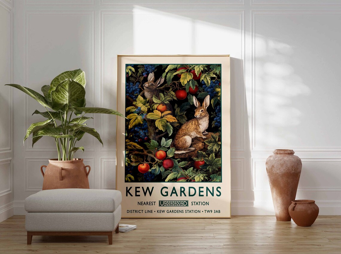 William Morris Rabbit Print, Vintage Floral Poster - Image 3