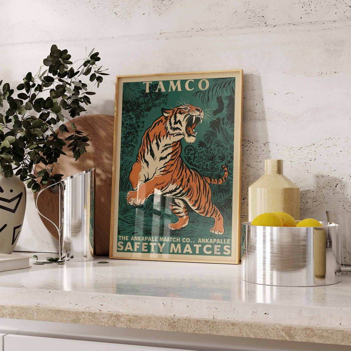 Vintage Tiger Print, Indian Tiger Art Poster - Image 2