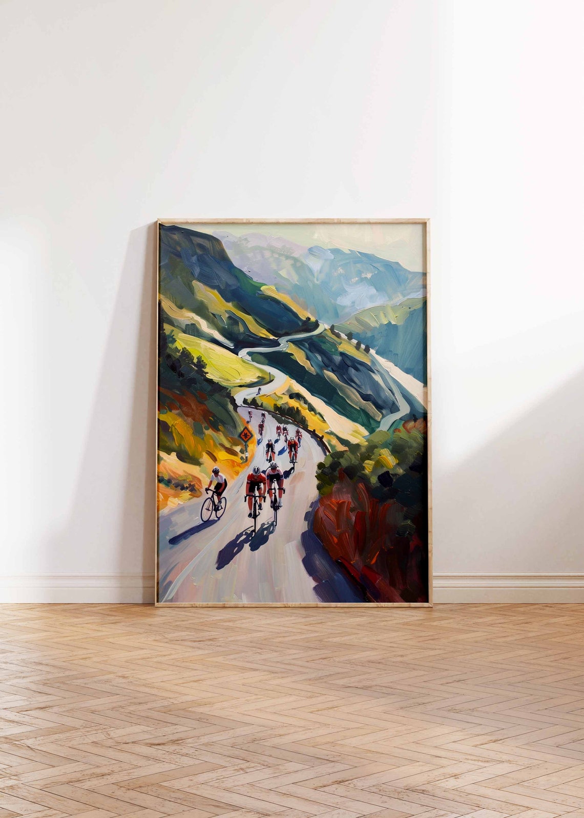 Road Cyclists Descending Hairpin Switchback Mountain Pass Poster - Image 2