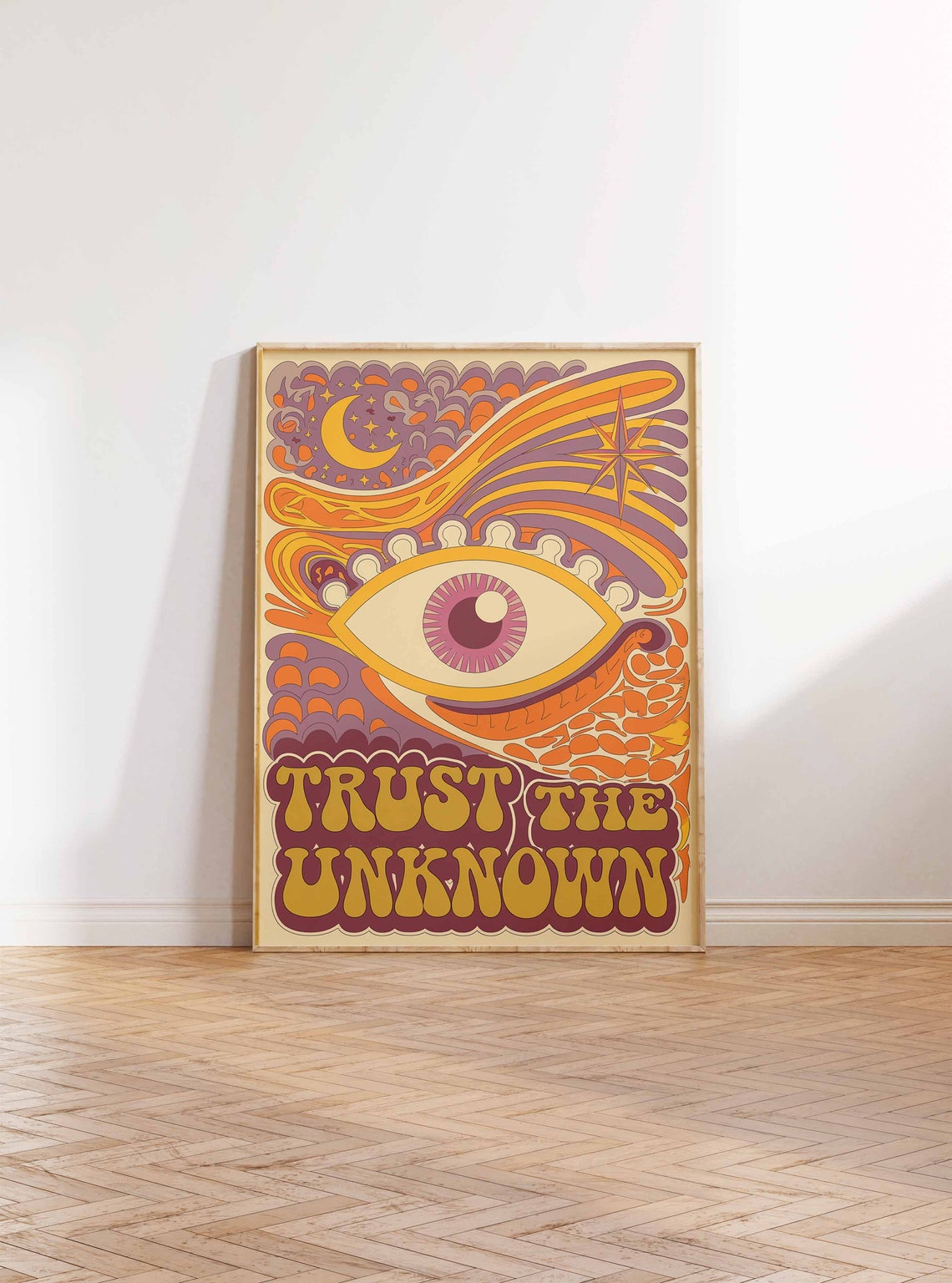 Trust The Unknown All Seeing Eye Psychedelic Retro 70s Art Poster - Image 2
