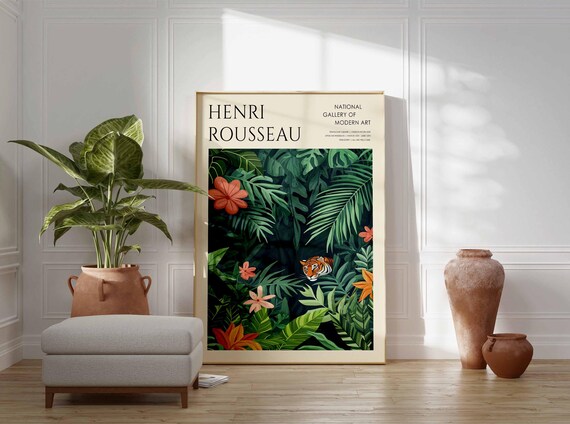 Henri Rousseau Vintage Poster Boho Print Tropical Decor Botanical Wall Art Floral Poster Animal Art Jungle Print Exotic Poster