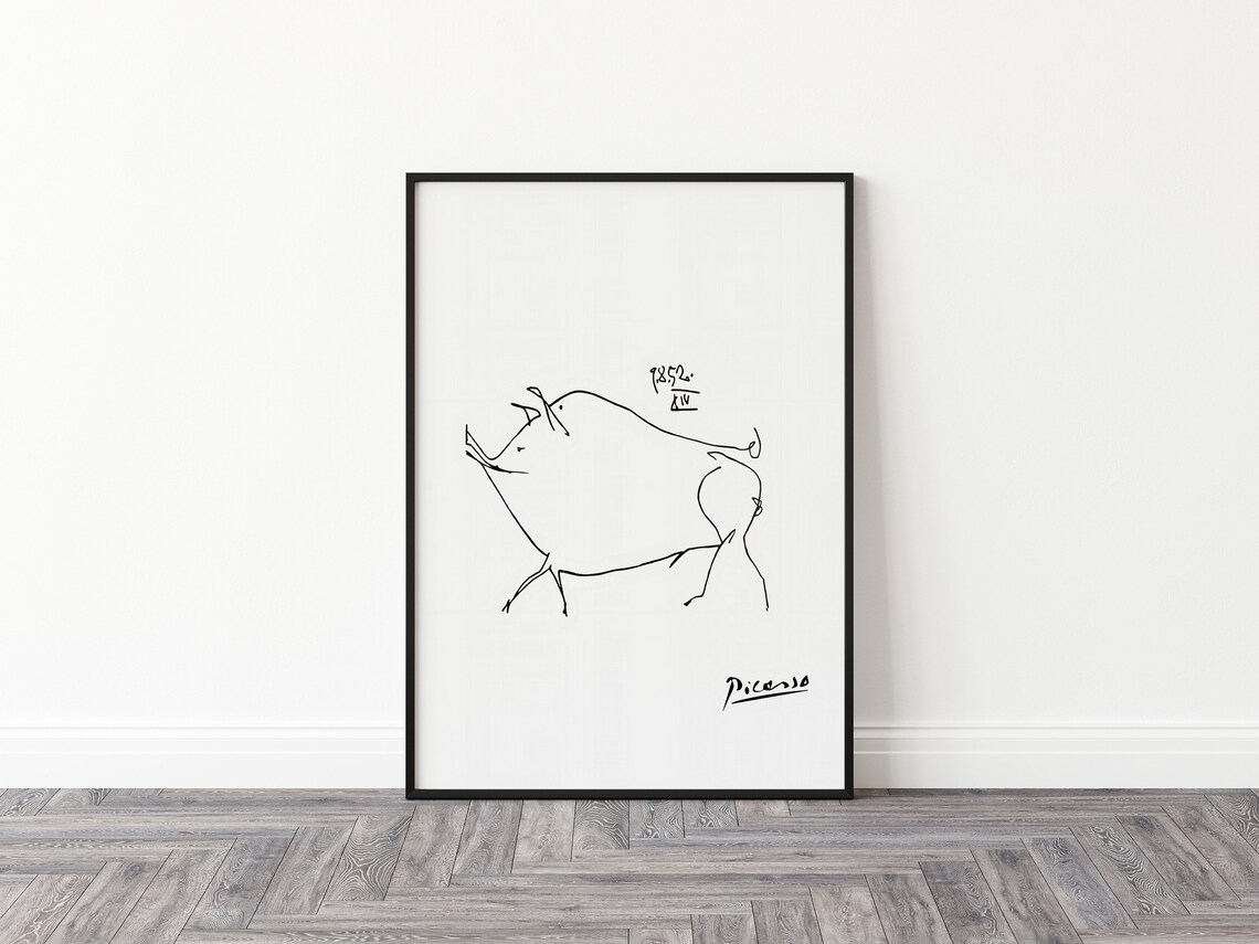 Picasso Pig Line Art Poster, Minimalist Animal Print - Image 2