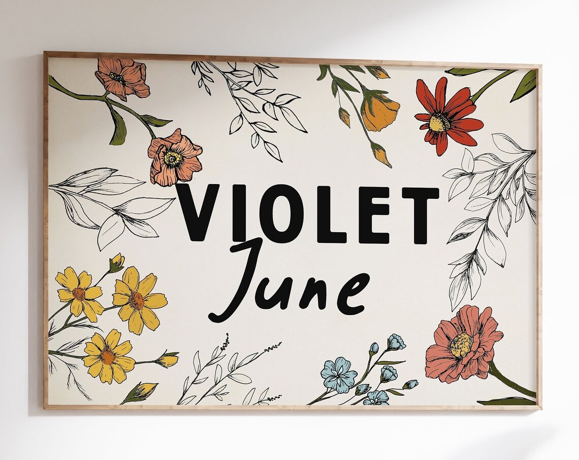 Custom Name Wildflower Nursery Wall Art Print