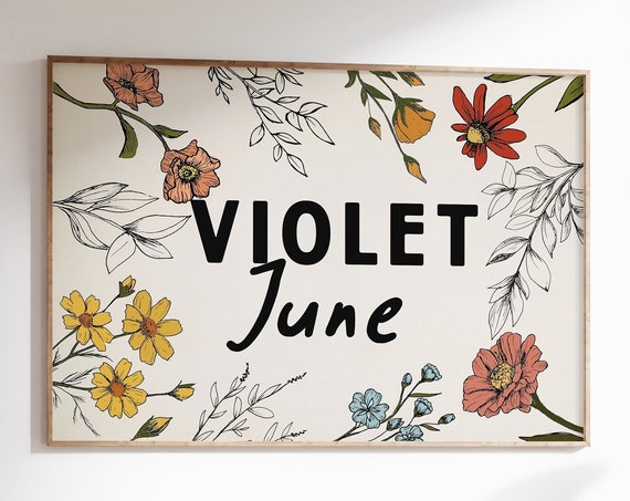 Custom Name Wildflower Nursery Wall Art Print