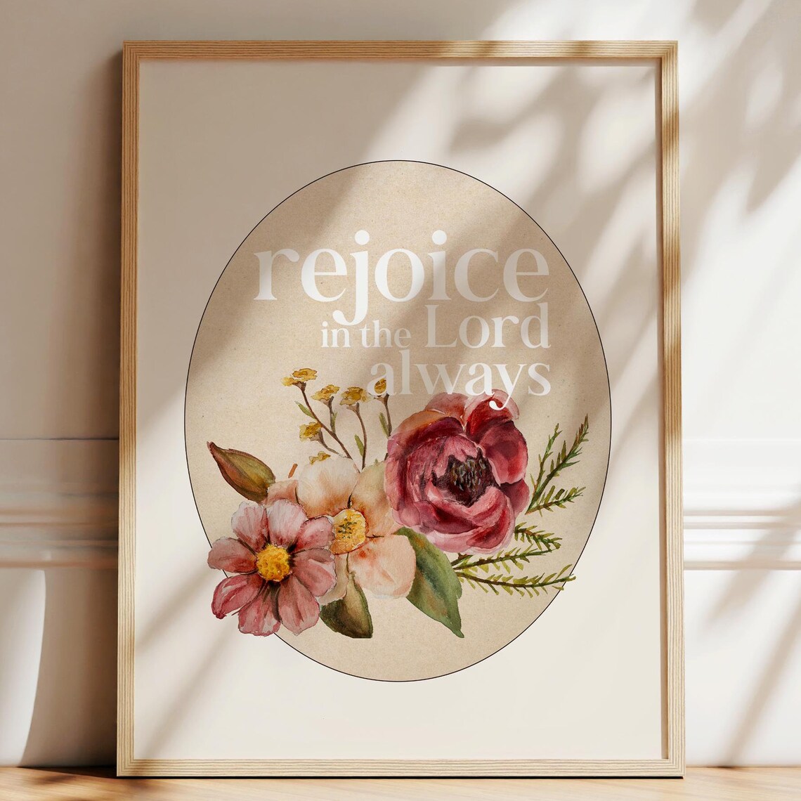 Rejoice In The Lord Always Scripture Art Print Christian Cottage Decor