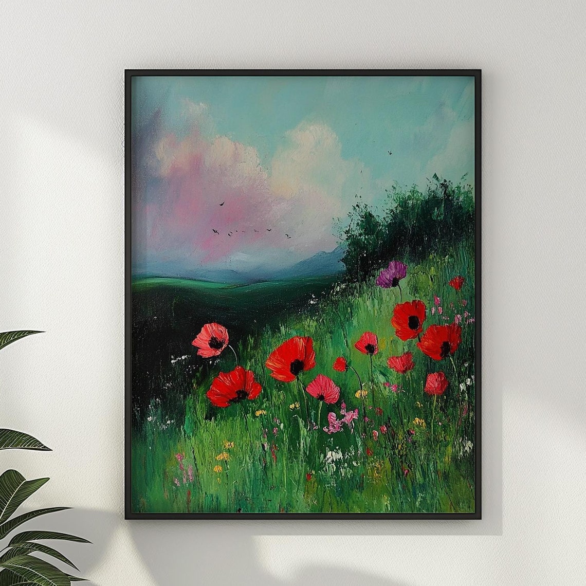 Poppy Flower Poster Print Floral Poppies Wall Art Vintage Oil Painting Trendy Artful Wildflower Wall Decor Gift Matte Poster