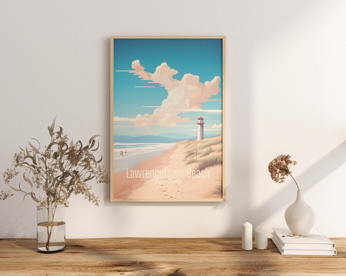 Lawrencetown Beach Nova Scotia Lighthouse Coastal Travel Poster