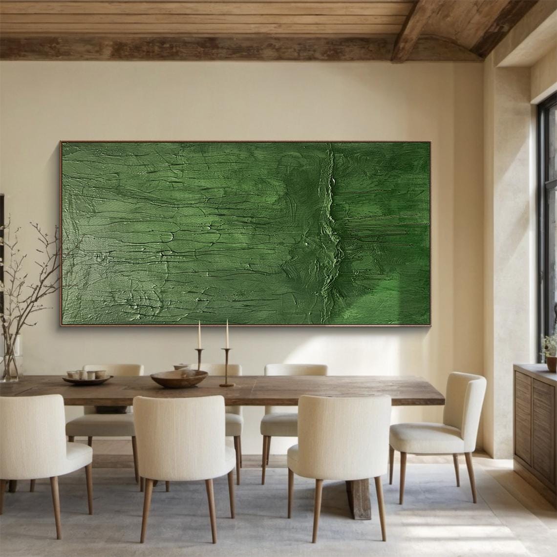 Green Textured Abstract Painting Drip Art Modern Wall Decor Poster - Image 5