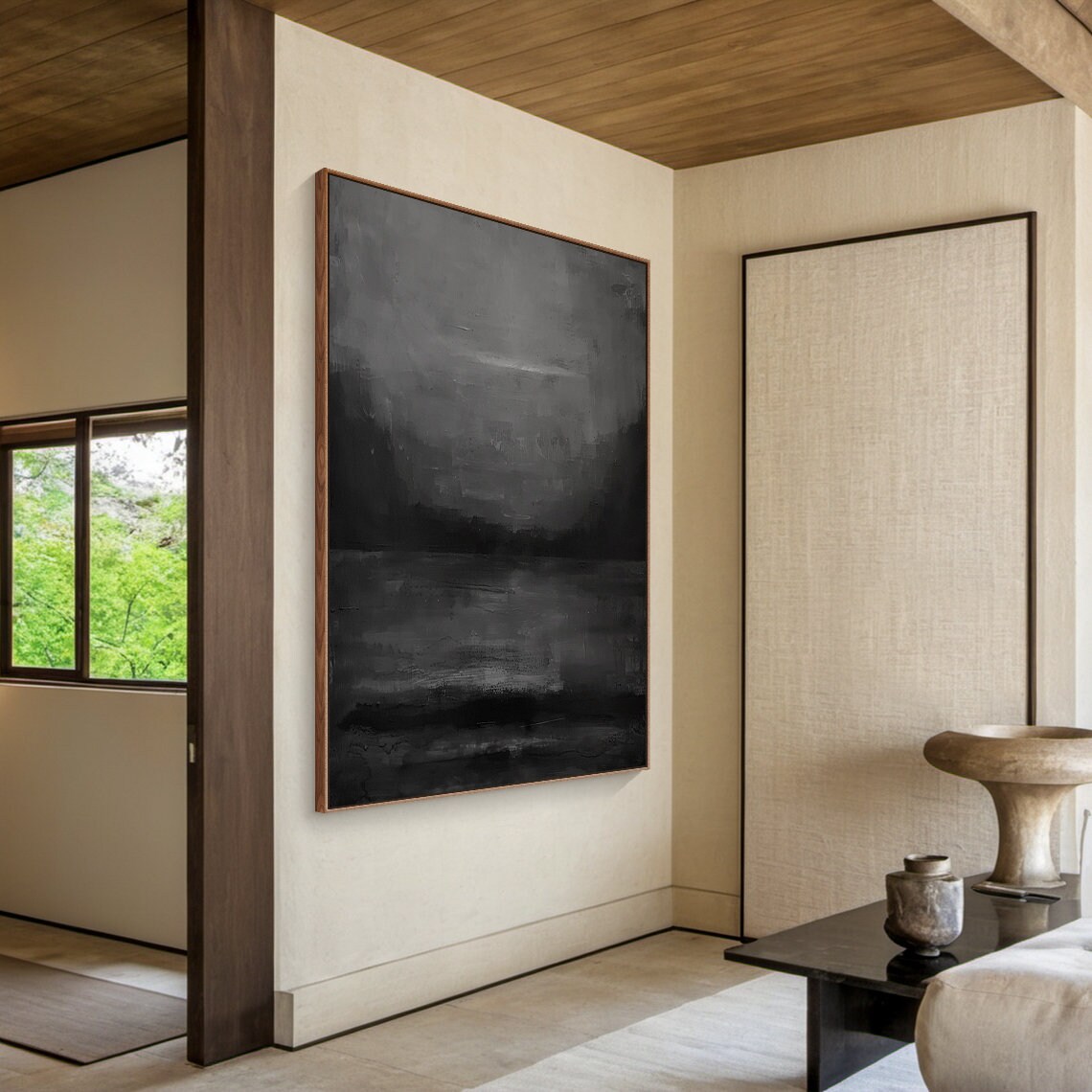 Black Minimalist Wabi Sabi Abstract Art Print - Image 5