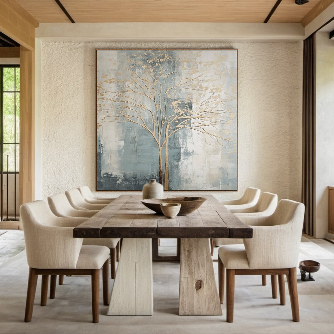 Brown Abstract Tree Art Print, Modern Living Room - Image 2