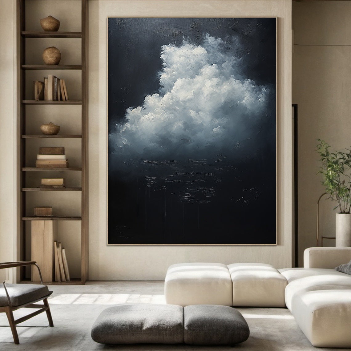 Original Landscape Oil Painting Abstract Art Nature Home Decor White Clouds Oil Painting Wall Art Handmade Gift - Image 2