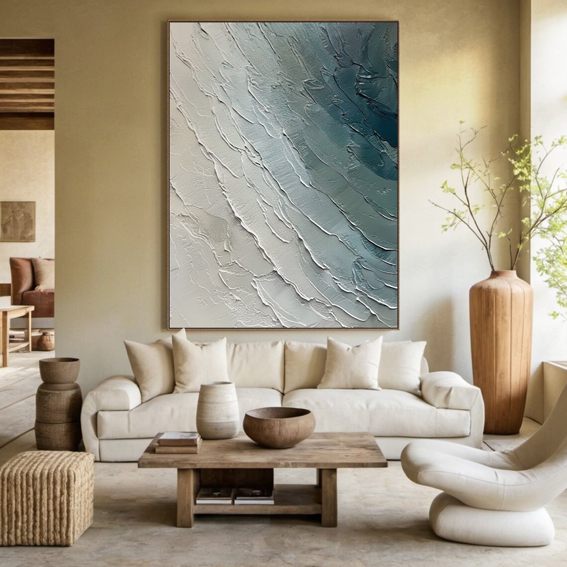 Ocean Waves Abstract Painting, Modern Beach Wall Art - Image 4