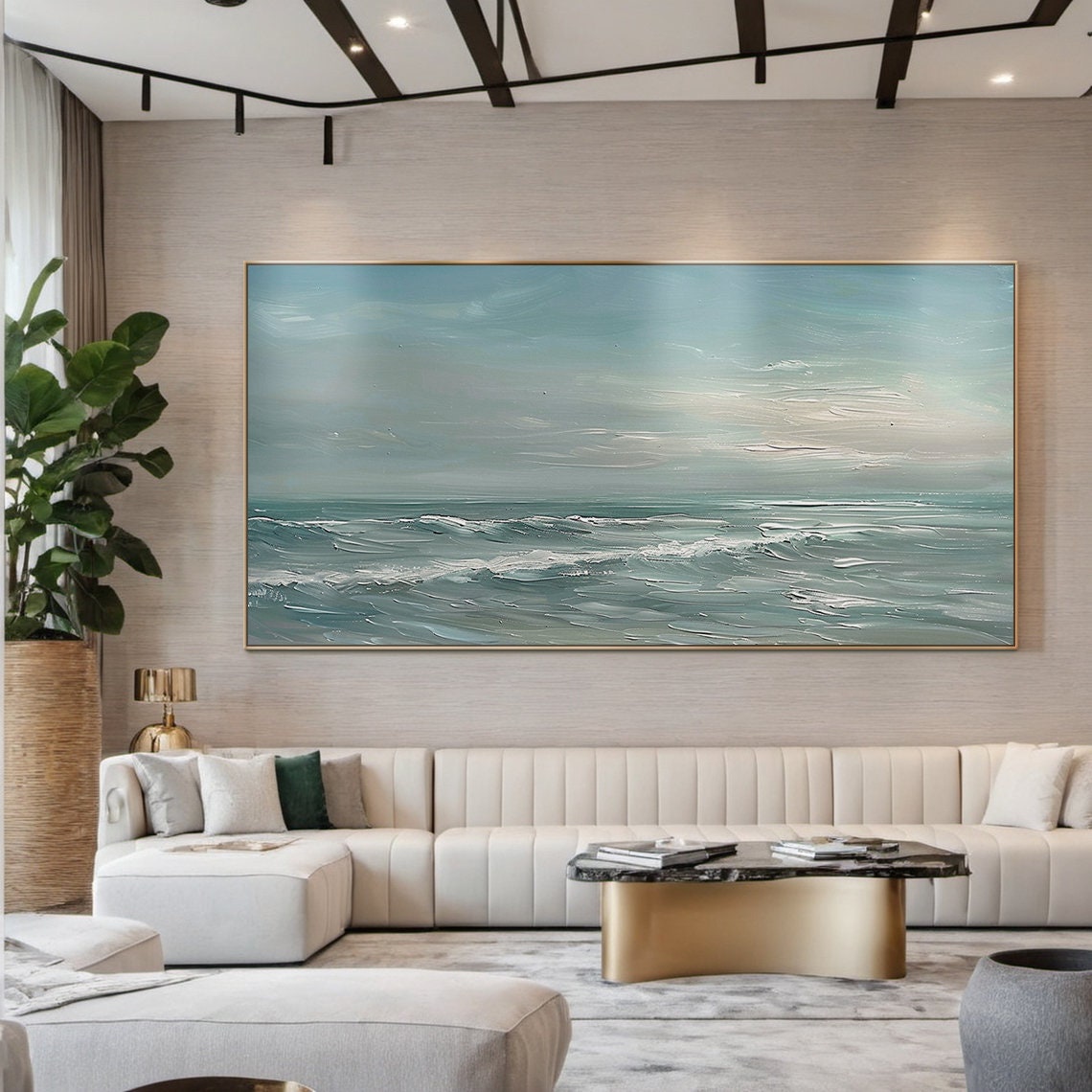 Calm Light Blue Ocean Waves Serene Seascape Minimalist Art Poster - Image 4