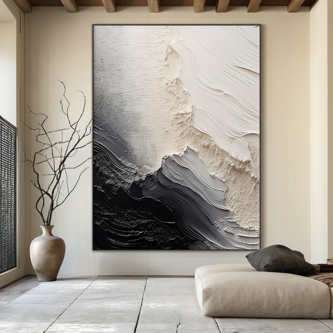 Grey Abstract Painting, Minimalist Wall Art Print