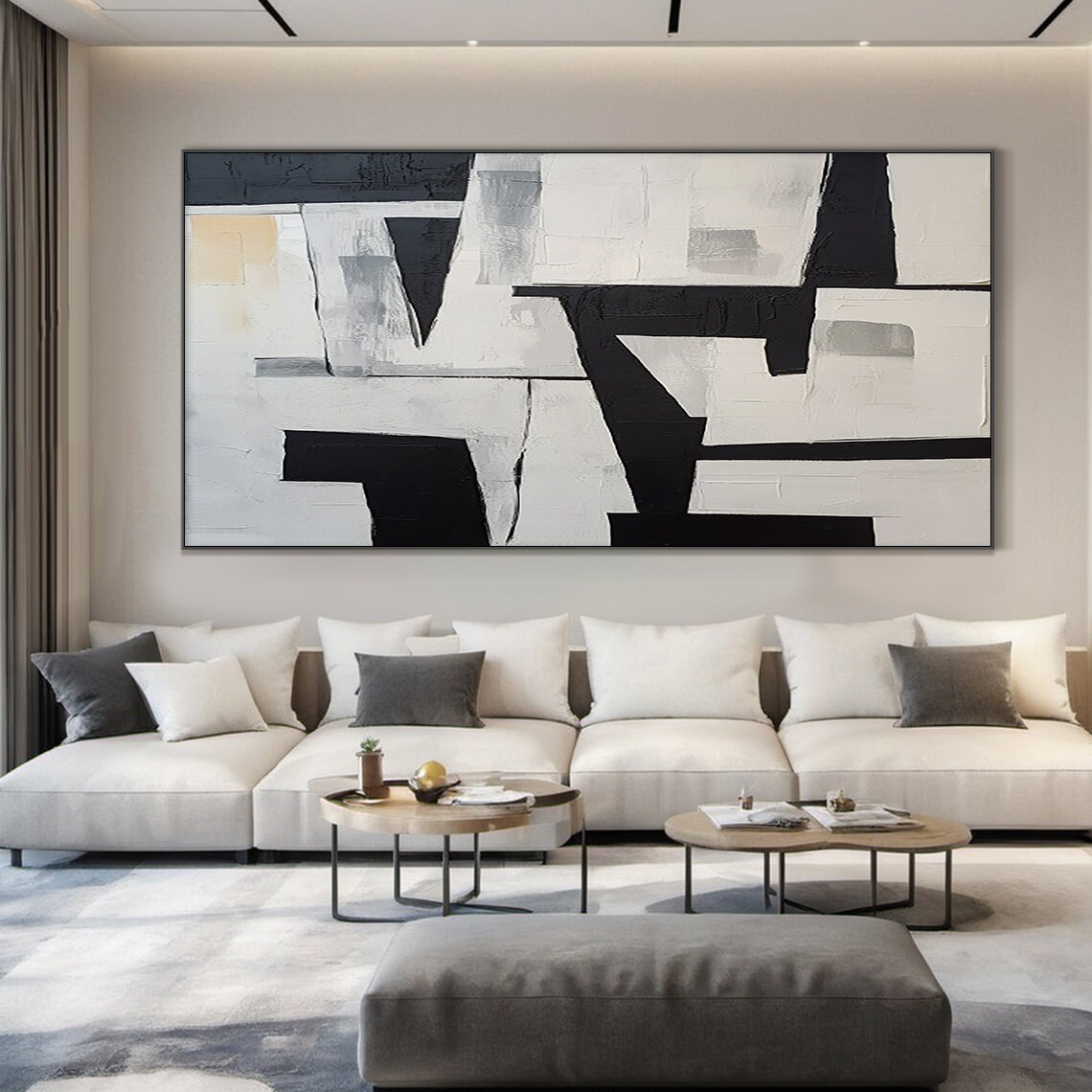 Off White Wabi Sabi Wall Decor Art Large Black Abstract Art Original Black Textured Painting Modern Home Decor - Image 4