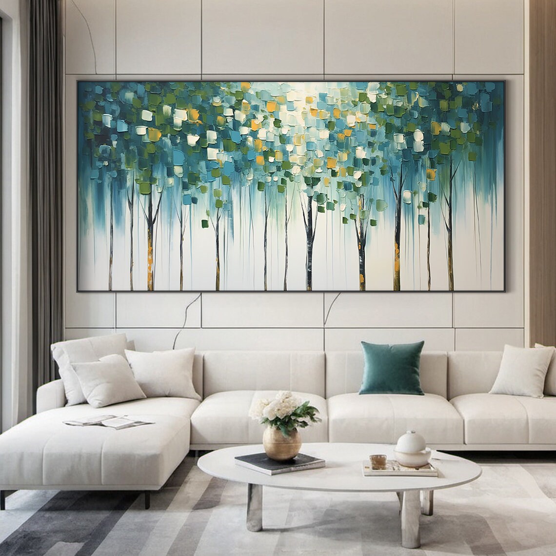 Large Original Green Forest Oil Painting Abstract Texture Wall Painting Modern Living Room Art Natural Landscape Handmade Painting - Image 5