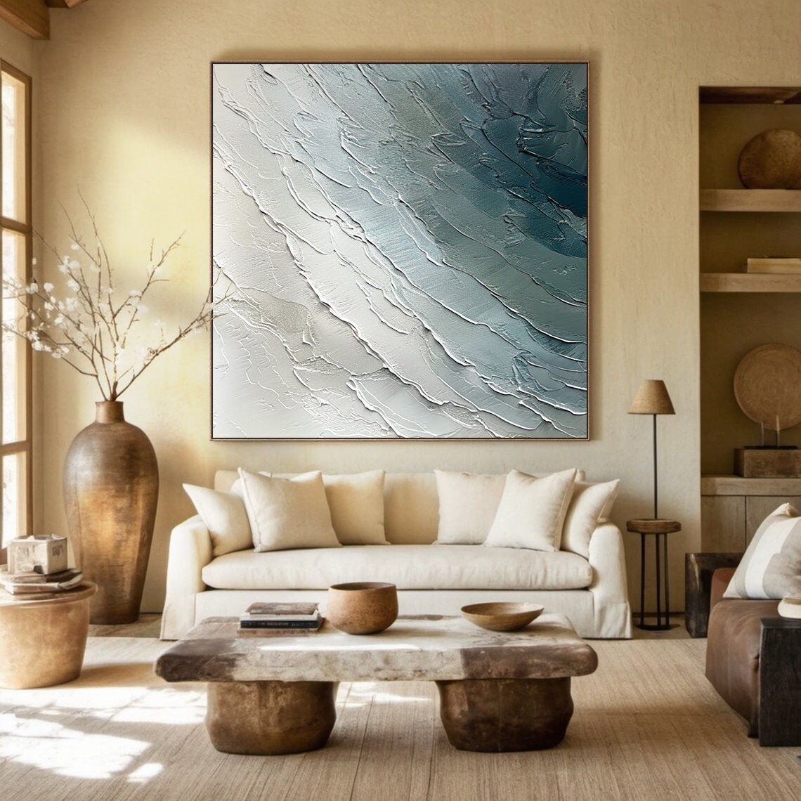 Ocean Waves Abstract Painting, Modern Beach Wall Art - Image 2