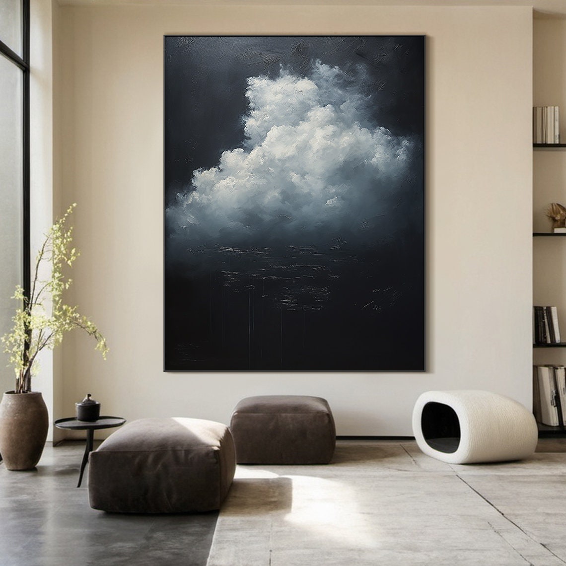 Original Landscape Oil Painting Abstract Art Nature Home Decor White Clouds Oil Painting Wall Art Handmade Gift - Image 6