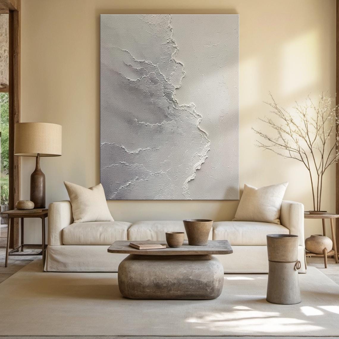 Grey Art Grey Minimalist Texture Painting Large Grey Wall Art Light Beige Abstract Painting Modern Abstract Art Home Decor - Image 4