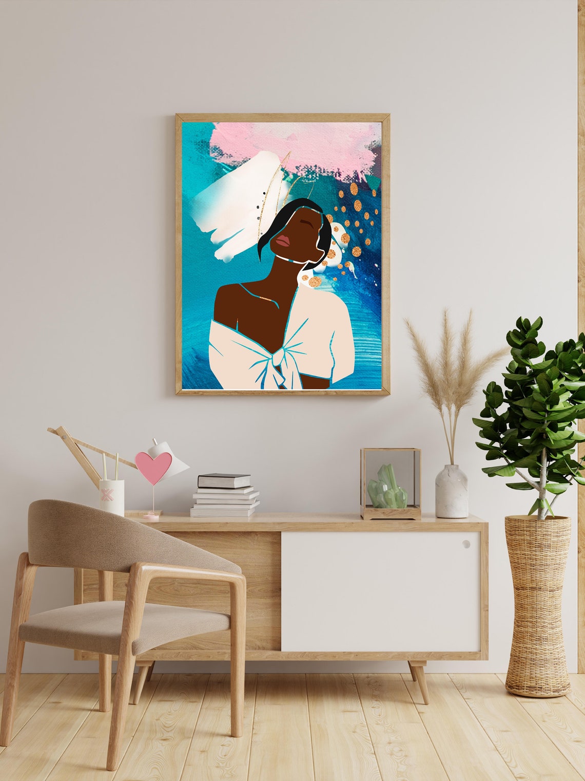 Blue Serenity Art Art Black Wall Art Urban Art Abstract Black Girl Instant Wall Art - Image 4