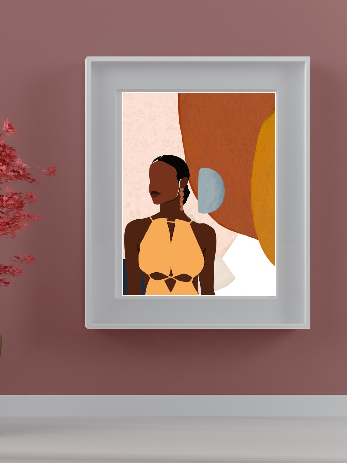 Boho Woman Mustard Halter Top Abstract Modern Fashion Poster - Image 2